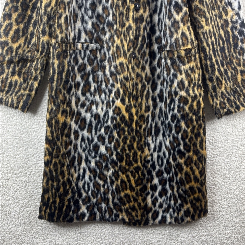 NWOT G by Giuliana Women Brown Black Leopard Print Faux Fur Tuxedo Coat Size LP - Picture 8 of 16